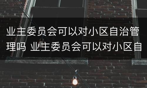 业主委员会可以对小区自治管理吗 业主委员会可以对小区自治管理吗合法吗