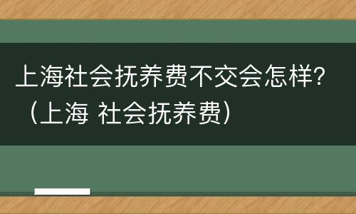 上海社会抚养费不交会怎样？（上海 社会抚养费）