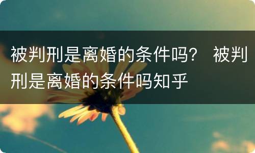 被判刑是离婚的条件吗？ 被判刑是离婚的条件吗知乎