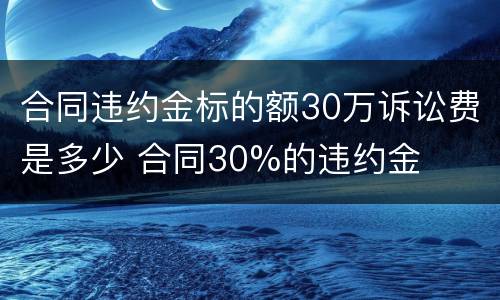 合同违约金标的额30万诉讼费是多少 合同30%的违约金