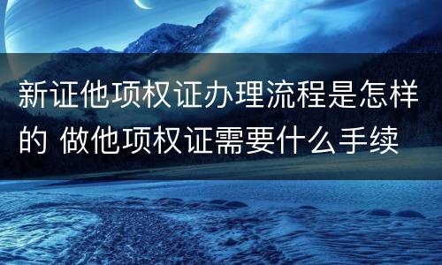 新证他项权证办理流程是怎样的 做他项权证需要什么手续