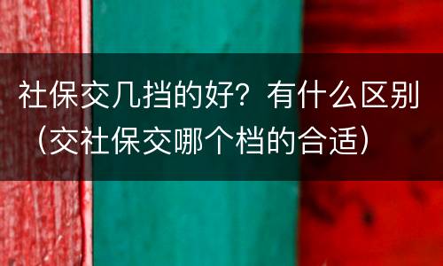 社保交几挡的好？有什么区别（交社保交哪个档的合适）