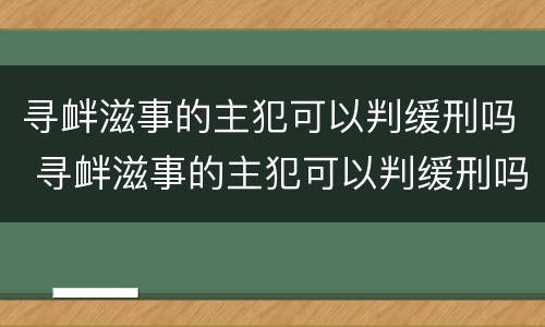 寻衅滋事的主犯可以判缓刑吗 寻衅滋事的主犯可以判缓刑吗