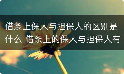 借条上保人与担保人的区别是什么 借条上的保人与担保人有区别吗?