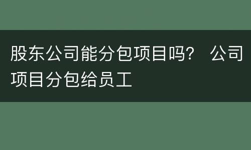 股东公司能分包项目吗？ 公司项目分包给员工