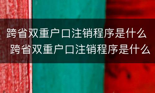 跨省双重户口注销程序是什么 跨省双重户口注销程序是什么样的