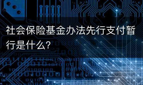 社会保险基金办法先行支付暂行是什么？