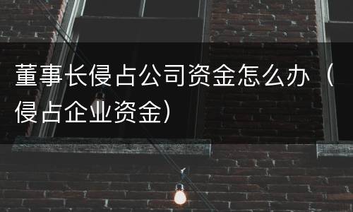 董事长侵占公司资金怎么办（侵占企业资金）