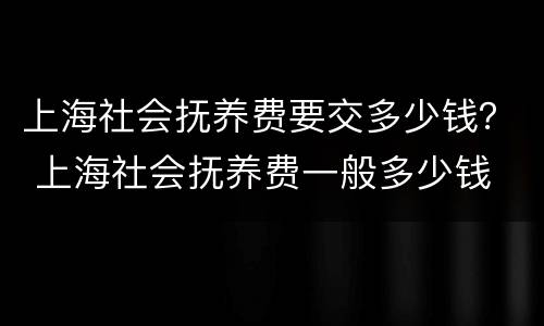 上海社会抚养费要交多少钱？ 上海社会抚养费一般多少钱