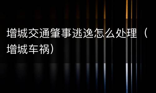 增城交通肇事逃逸怎么处理（增城车祸）