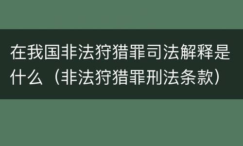 在我国非法狩猎罪司法解释是什么（非法狩猎罪刑法条款）