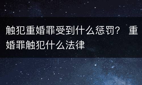 触犯重婚罪受到什么惩罚？ 重婚罪触犯什么法律