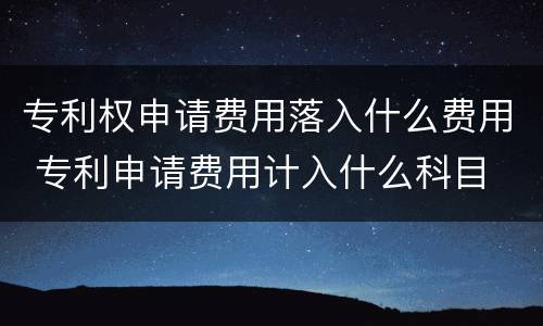 专利权申请费用落入什么费用 专利申请费用计入什么科目