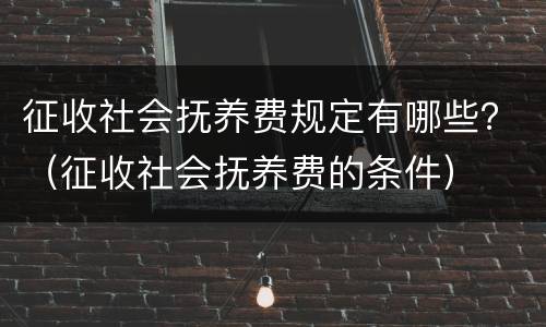 征收社会抚养费规定有哪些？（征收社会抚养费的条件）