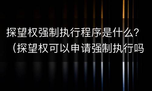 探望权强制执行程序是什么？（探望权可以申请强制执行吗）