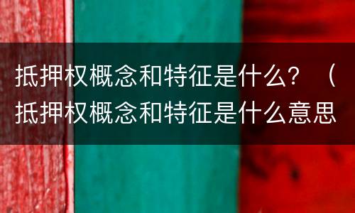 抵押权概念和特征是什么？（抵押权概念和特征是什么意思）