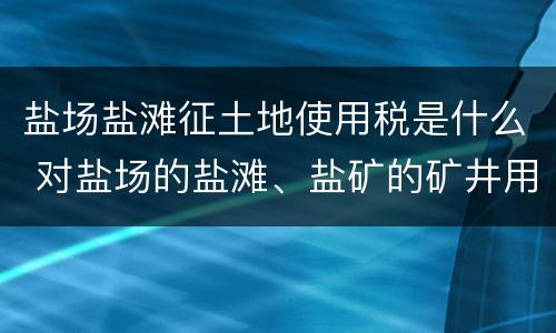 盐场盐滩征土地使用税是什么 对盐场的盐滩、盐矿的矿井用地,征收城镇土地使用税