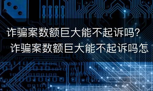 诈骗案数额巨大能不起诉吗？ 诈骗案数额巨大能不起诉吗怎么办