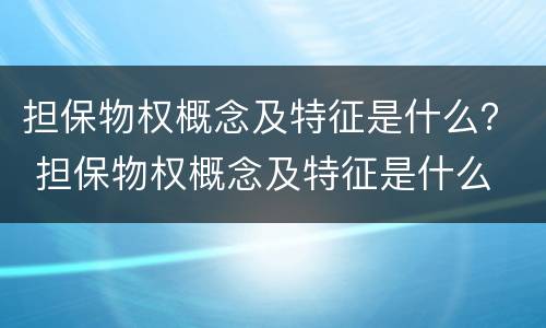 担保物权概念及特征是什么？ 担保物权概念及特征是什么