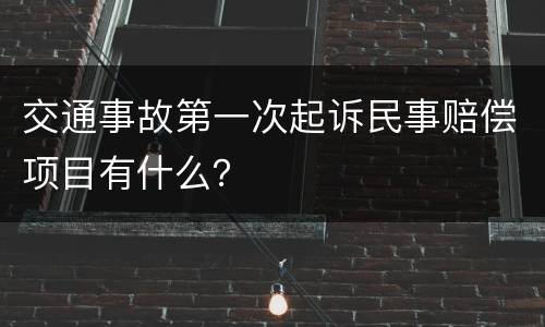 交通事故第一次起诉民事赔偿项目有什么？