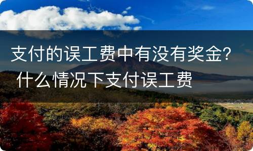 支付的误工费中有没有奖金？ 什么情况下支付误工费