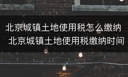 北京城镇土地使用税怎么缴纳 北京城镇土地使用税缴纳时间