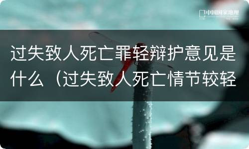 过失致人死亡罪轻辩护意见是什么（过失致人死亡情节较轻的标准）