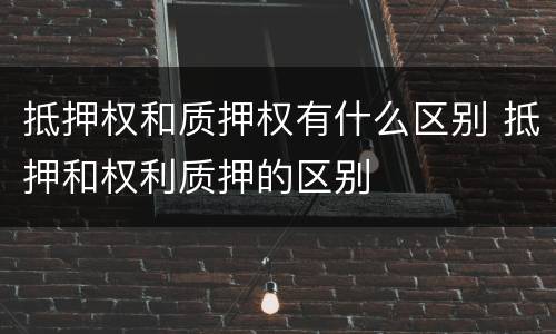 抵押权和质押权有什么区别 抵押和权利质押的区别