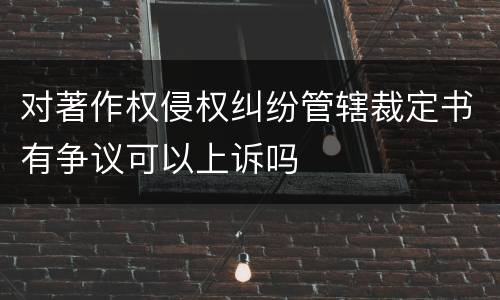 对著作权侵权纠纷管辖裁定书有争议可以上诉吗