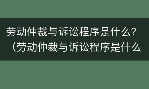 劳动仲裁与诉讼程序是什么？（劳动仲裁与诉讼程序是什么关系）