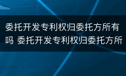 委托开发专利权归委托方所有吗 委托开发专利权归委托方所有吗