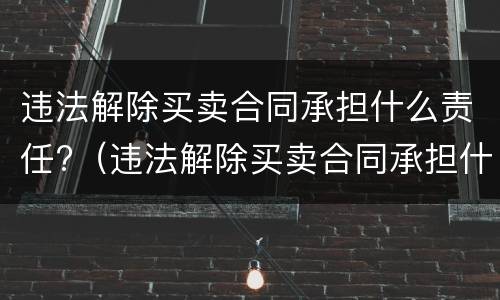 违法解除买卖合同承担什么责任?（违法解除买卖合同承担什么责任和义务）