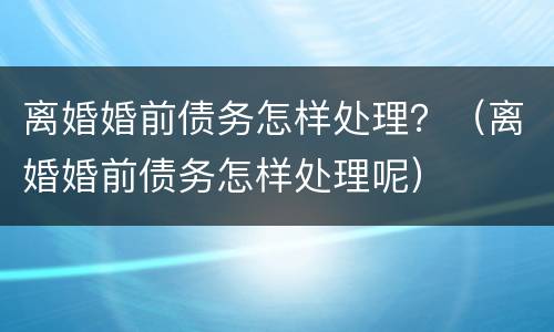 离婚婚前债务怎样处理？（离婚婚前债务怎样处理呢）