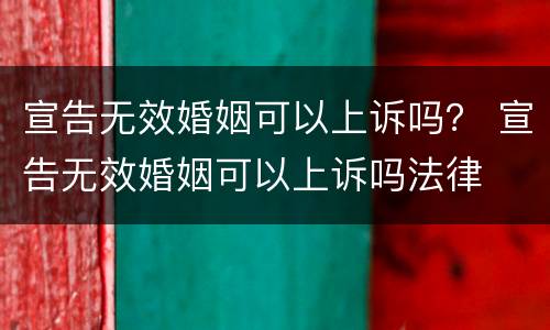 宣告无效婚姻可以上诉吗？ 宣告无效婚姻可以上诉吗法律