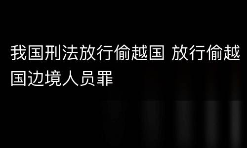 我国刑法放行偷越国 放行偷越国边境人员罪