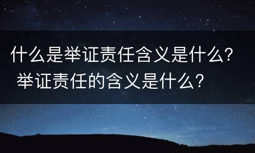 什么是举证责任含义是什么？ 举证责任的含义是什么?