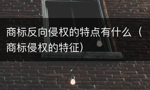 商标反向侵权的特点有什么（商标侵权的特征）