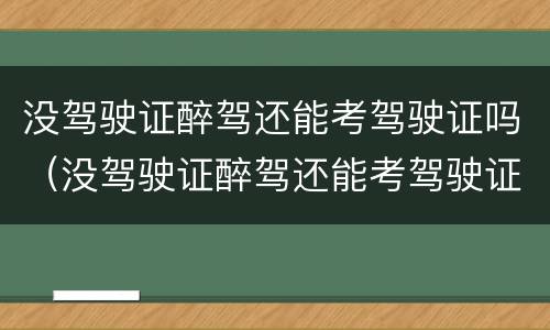 没驾驶证醉驾还能考驾驶证吗（没驾驶证醉驾还能考驾驶证吗现在）