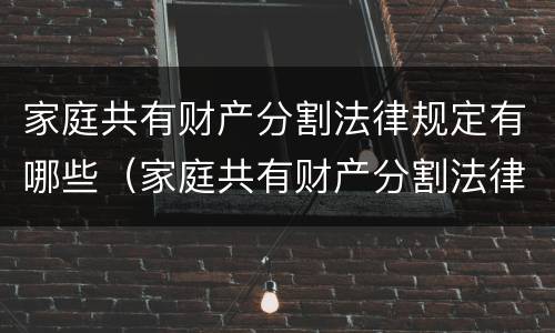 家庭共有财产分割法律规定有哪些（家庭共有财产分割法律规定有哪些内容）