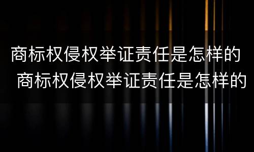 商标权侵权举证责任是怎样的 商标权侵权举证责任是怎样的规定