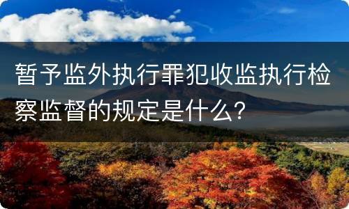 暂予监外执行罪犯收监执行检察监督的规定是什么？