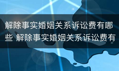 解除事实婚姻关系诉讼费有哪些 解除事实婚姻关系诉讼费有哪些费用