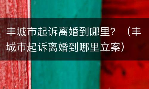 丰城市起诉离婚到哪里？（丰城市起诉离婚到哪里立案）