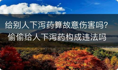 给别人下泻药算故意伤害吗？ 偷偷给人下泻药构成违法吗