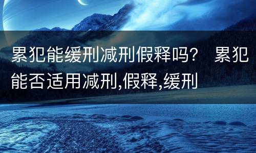 累犯能缓刑减刑假释吗？ 累犯能否适用减刑,假释,缓刑