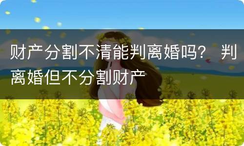 财产分割不清能判离婚吗？ 判离婚但不分割财产