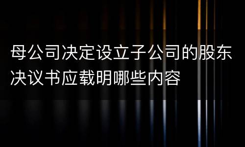 母公司决定设立子公司的股东决议书应载明哪些内容