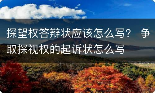 探望权答辩状应该怎么写？ 争取探视权的起诉状怎么写