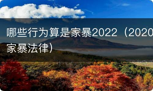 哪些行为算是家暴2022（2020家暴法律）