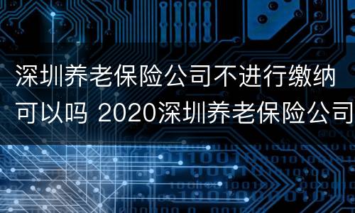 深圳养老保险公司不进行缴纳可以吗 2020深圳养老保险公司不缴纳,只缴纳个人的